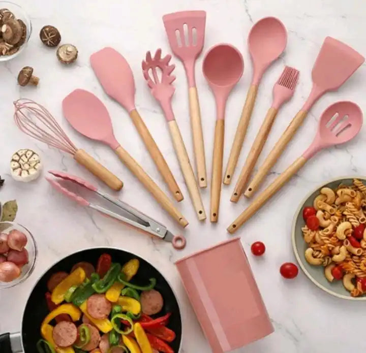 Kit de Utensílios de Cozinha Silicone (12 peças)