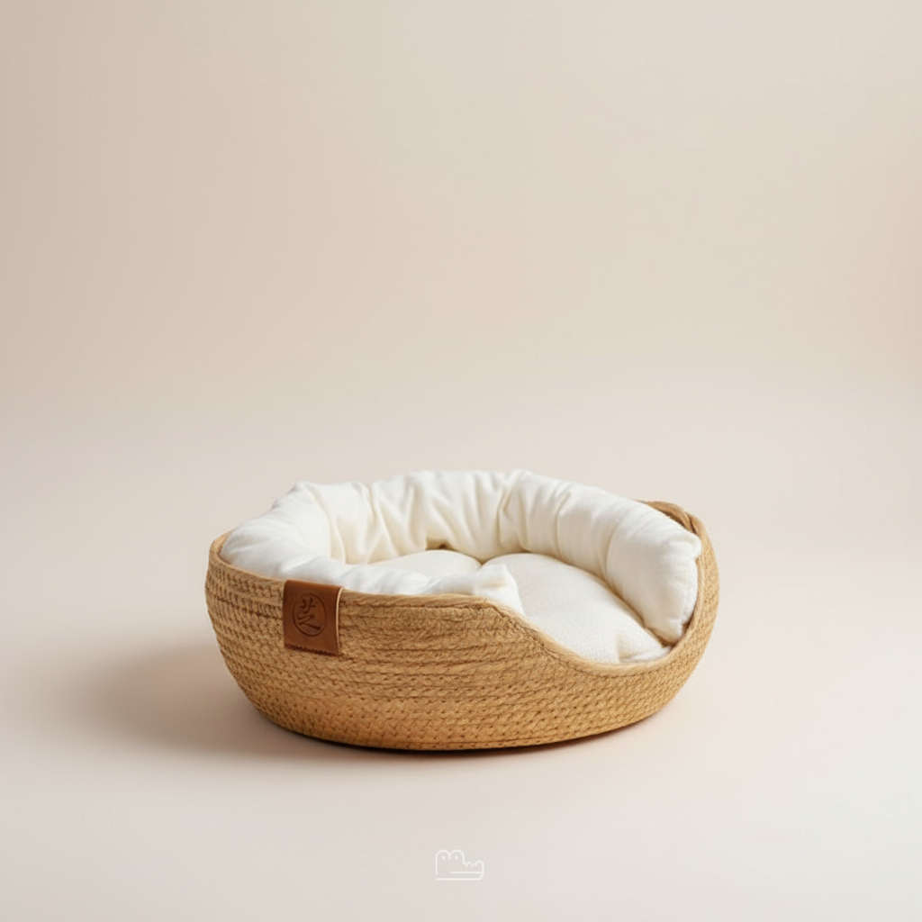 Cama de Bambu Natural para Pet com Travesseiros HOOPET