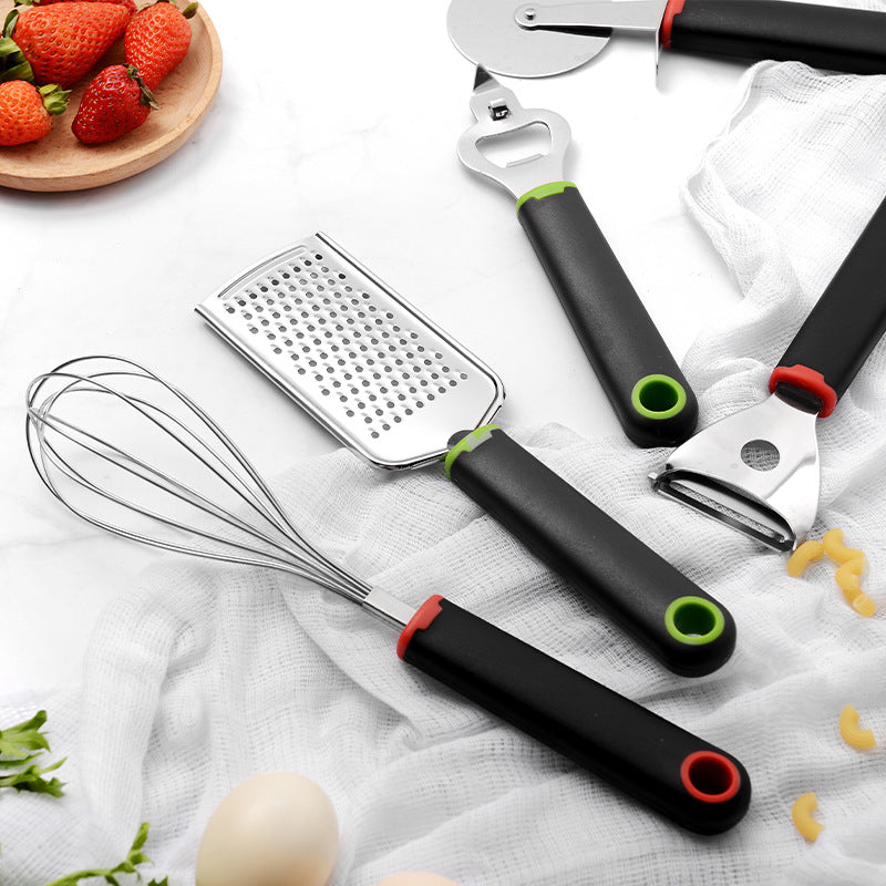 Kit de Utensílios de Cozinha Inox com Cabo Moderno