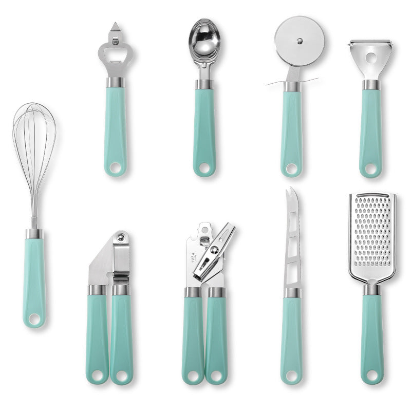 Kit de Utensílios de Cozinha Inox com Cabo Moderno