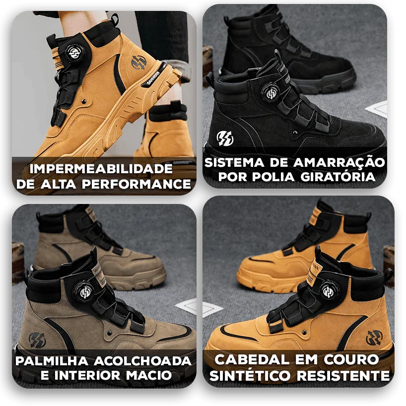 Bota VulcanFit™ Impermeável com Sistema de Amarração por Polia / Encare os Desafios com Conforto e Força!