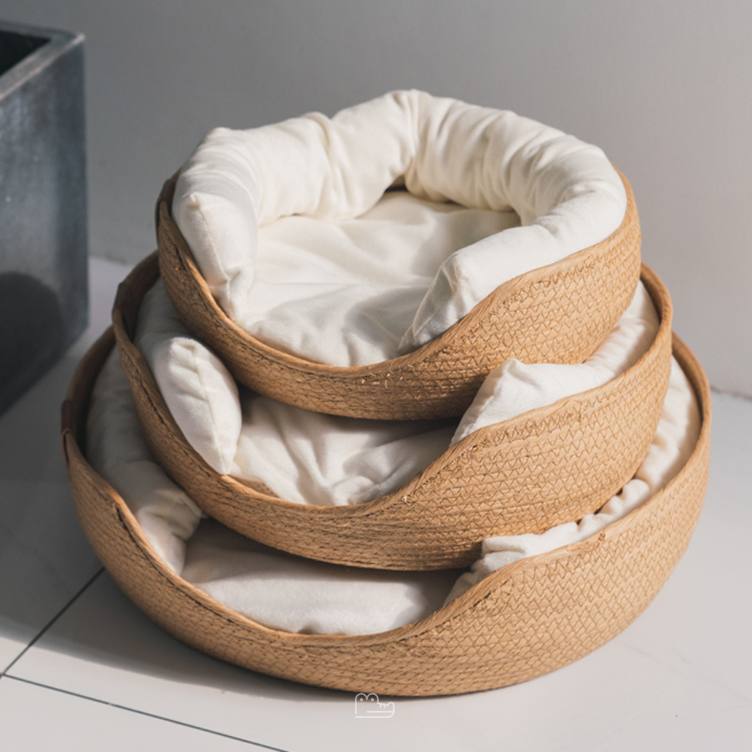 Cama de Bambu Natural para Pet com Travesseiros HOOPET