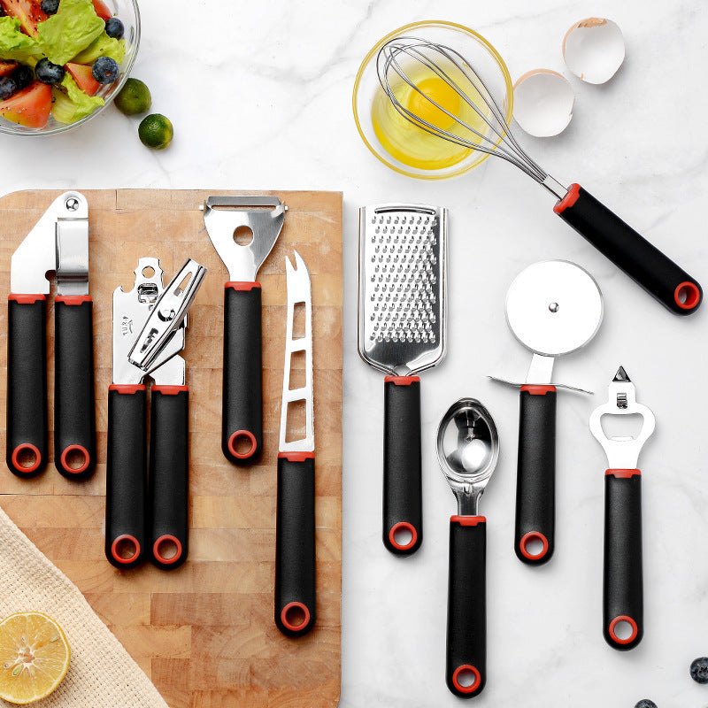 Kit de Utensílios de Cozinha Inox com Cabo Moderno