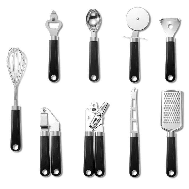 Kit de Utensílios de Cozinha Inox com Cabo Moderno