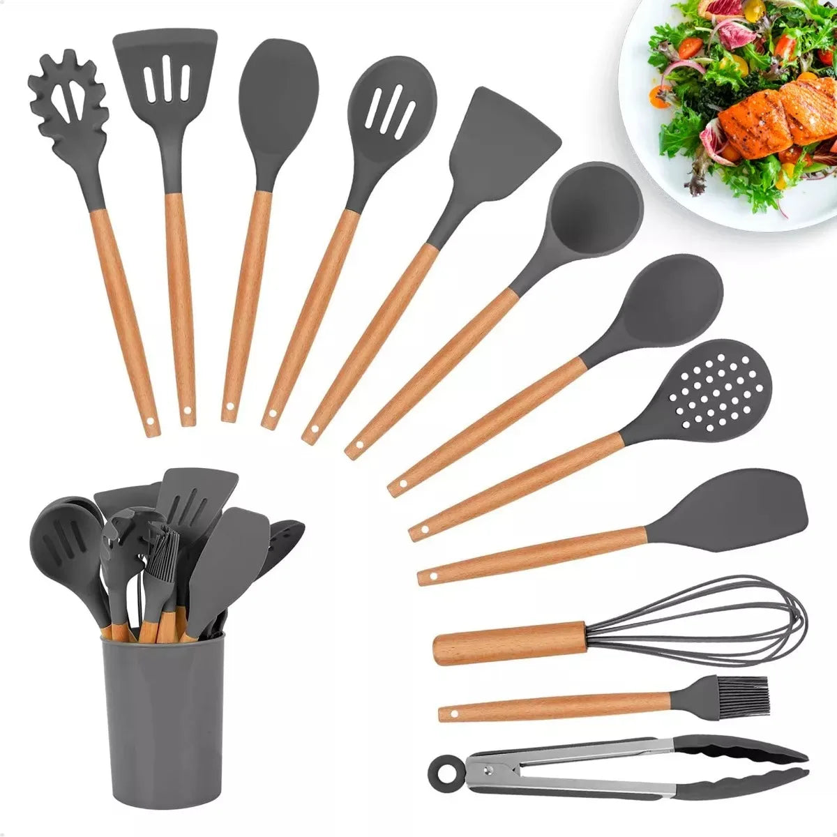 Kit de Utensílios de Cozinha Silicone (12 peças)